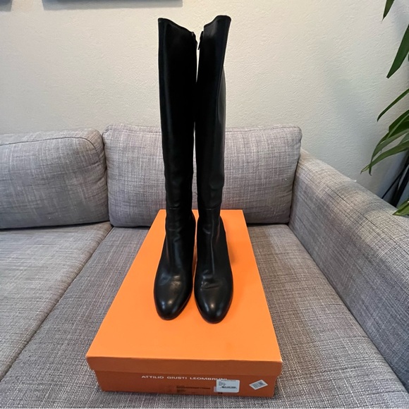 Attilio Giusti Leombruni Black Heeled Boots Size UK 39, US 8 - Picture 4 of 10